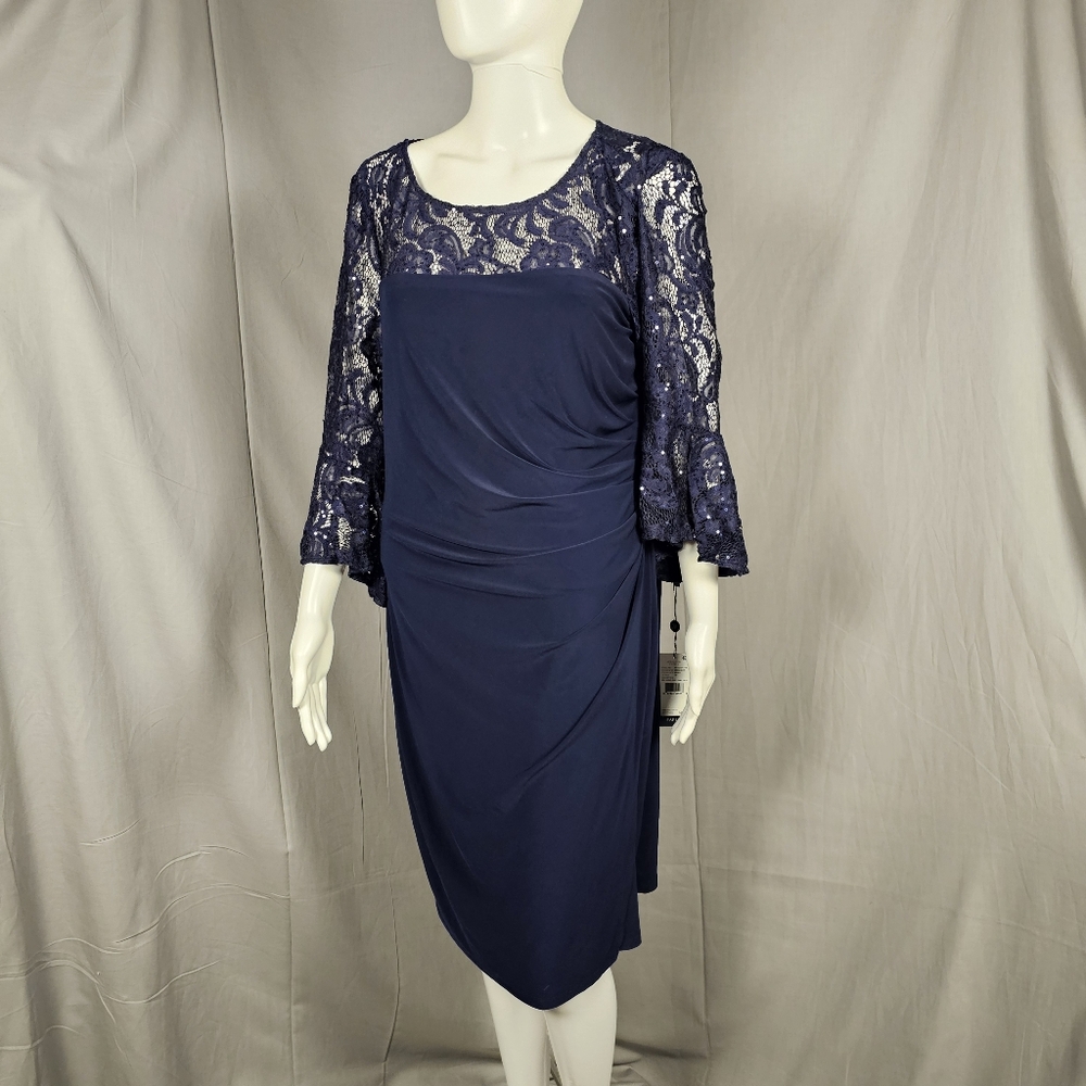 Adrianna Pepell Bell Sleeve Drape Dress, size 16 in‎ Midnight
